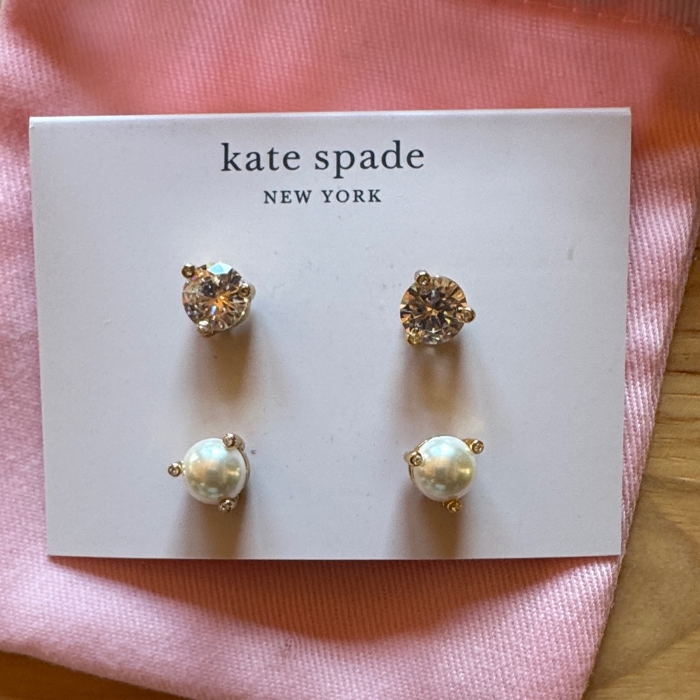 Kate Spade Gold and Crystal Kids Earrings Set
